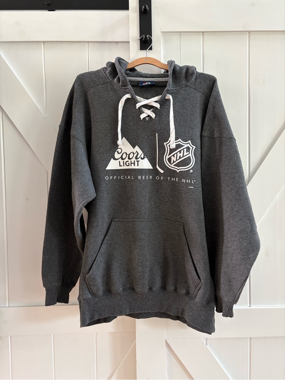 NHL Coors Light “Official Beer of the NHL” Lace-Up Hockey Hoodie Sweatshirt